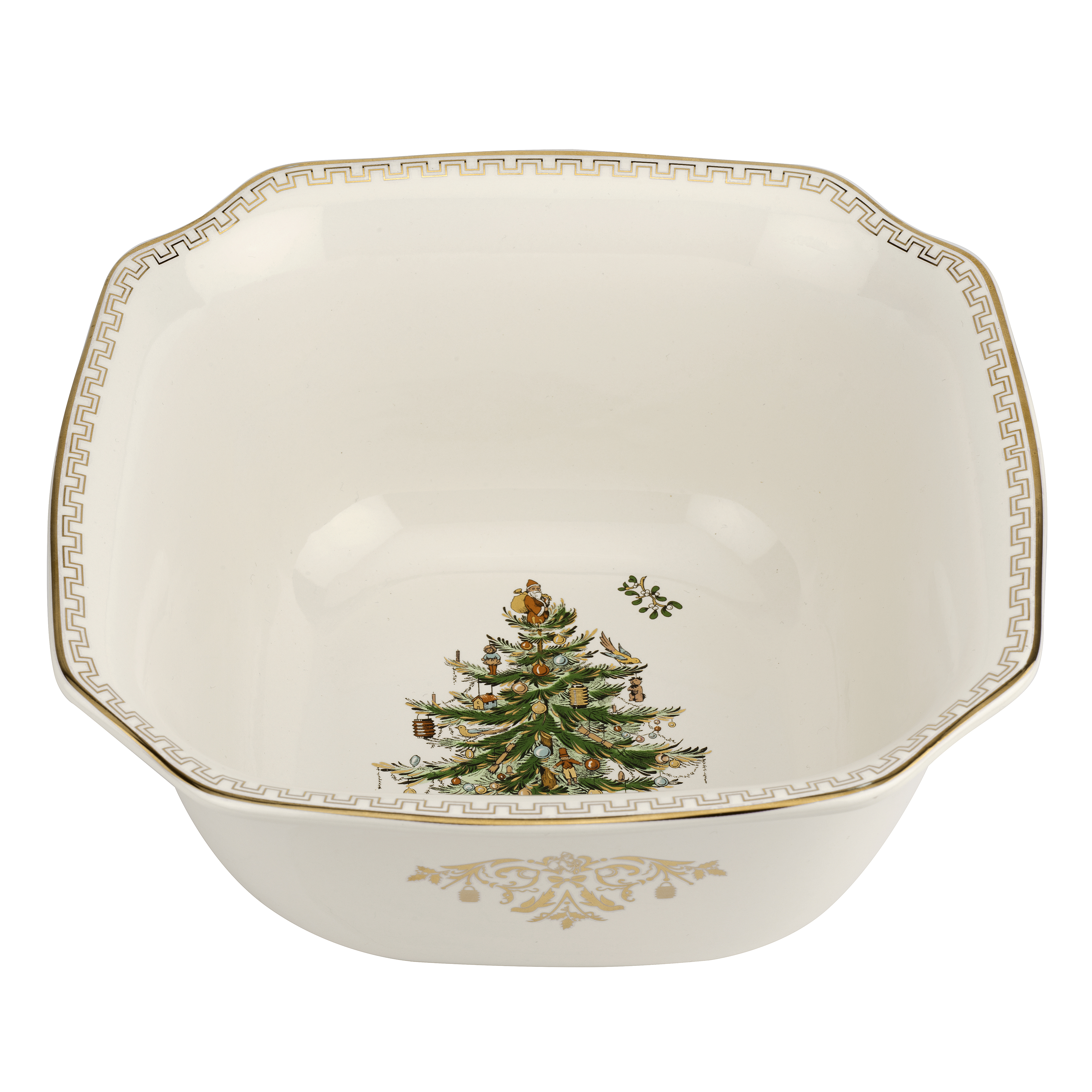 Christmas Tree Gold 10 Inch Square Bowl image number null